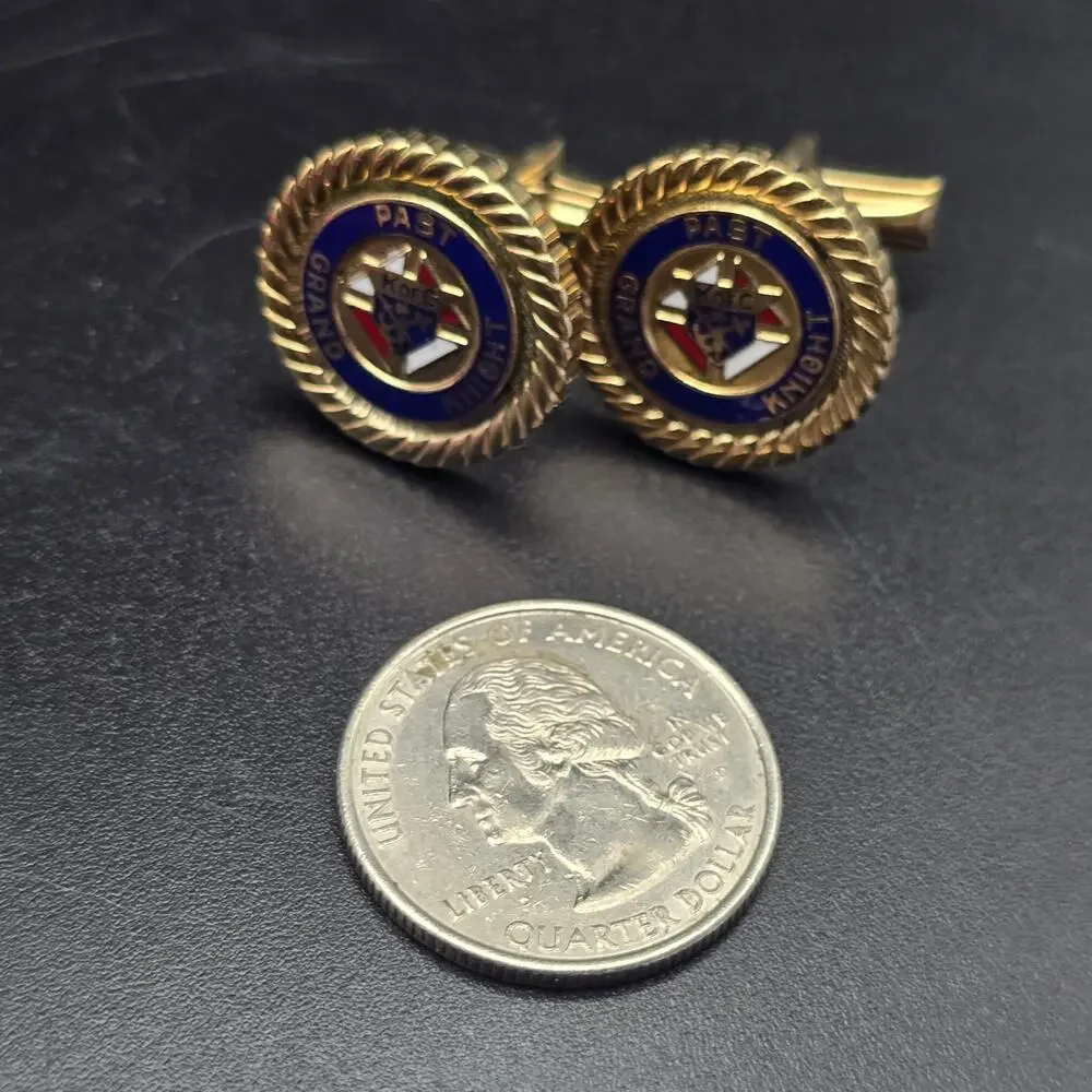 Vintage Knights of Columbus Past Grand Knight Cuff Links Gold Tone